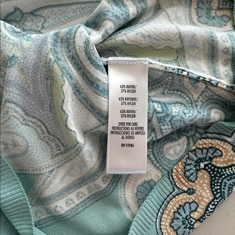 NWT Casual Corner Mint Paisley Sweater Size Large. - Picture 10 of 13